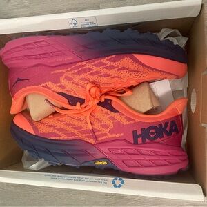 HOKA Speedgoat 5 Women's Coral and Magenta Trail Running Shoes